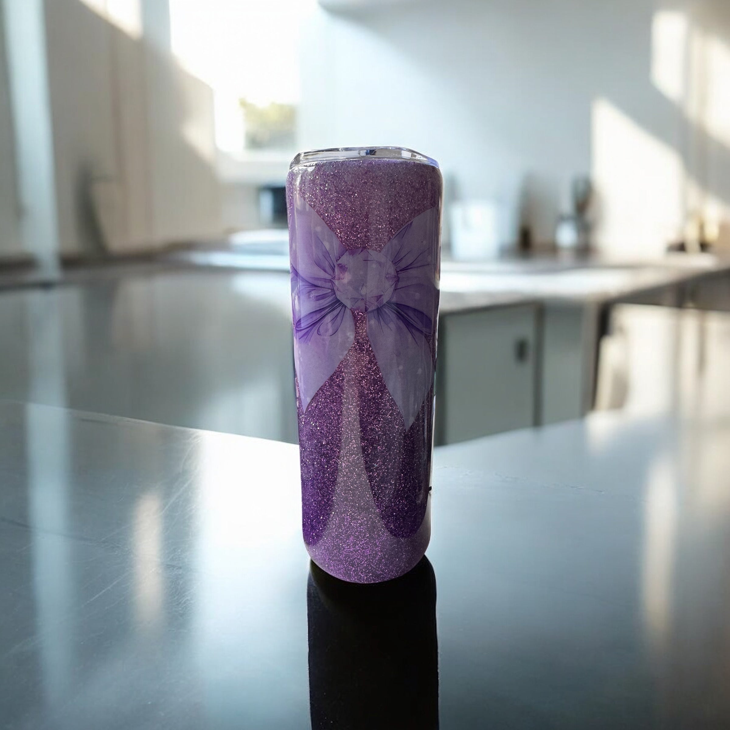 Purple Ombre Bow 20oz Skinny Tumbler