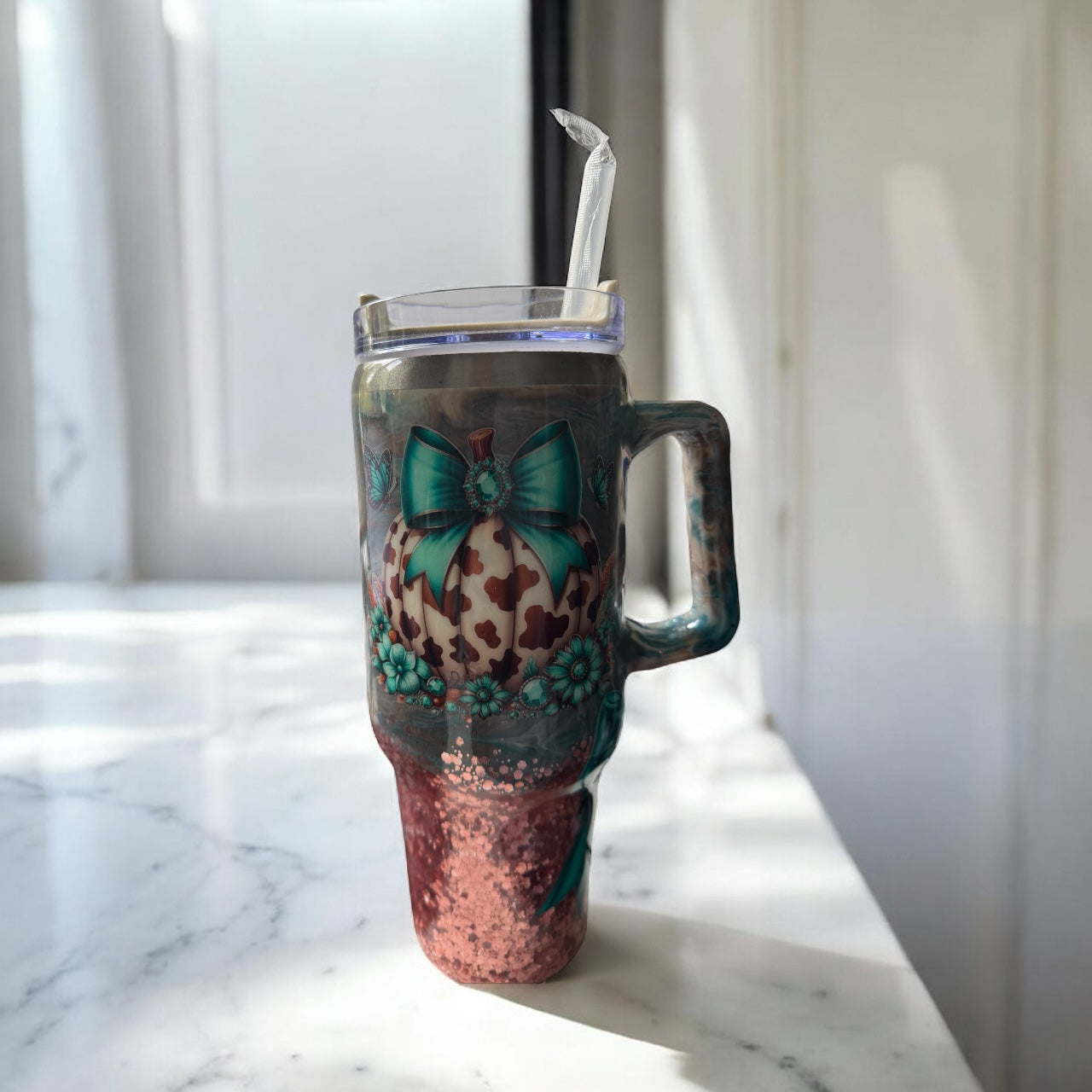 40oz ‘Junk in the Trunk’ Pumpkin and Bow Tumbler