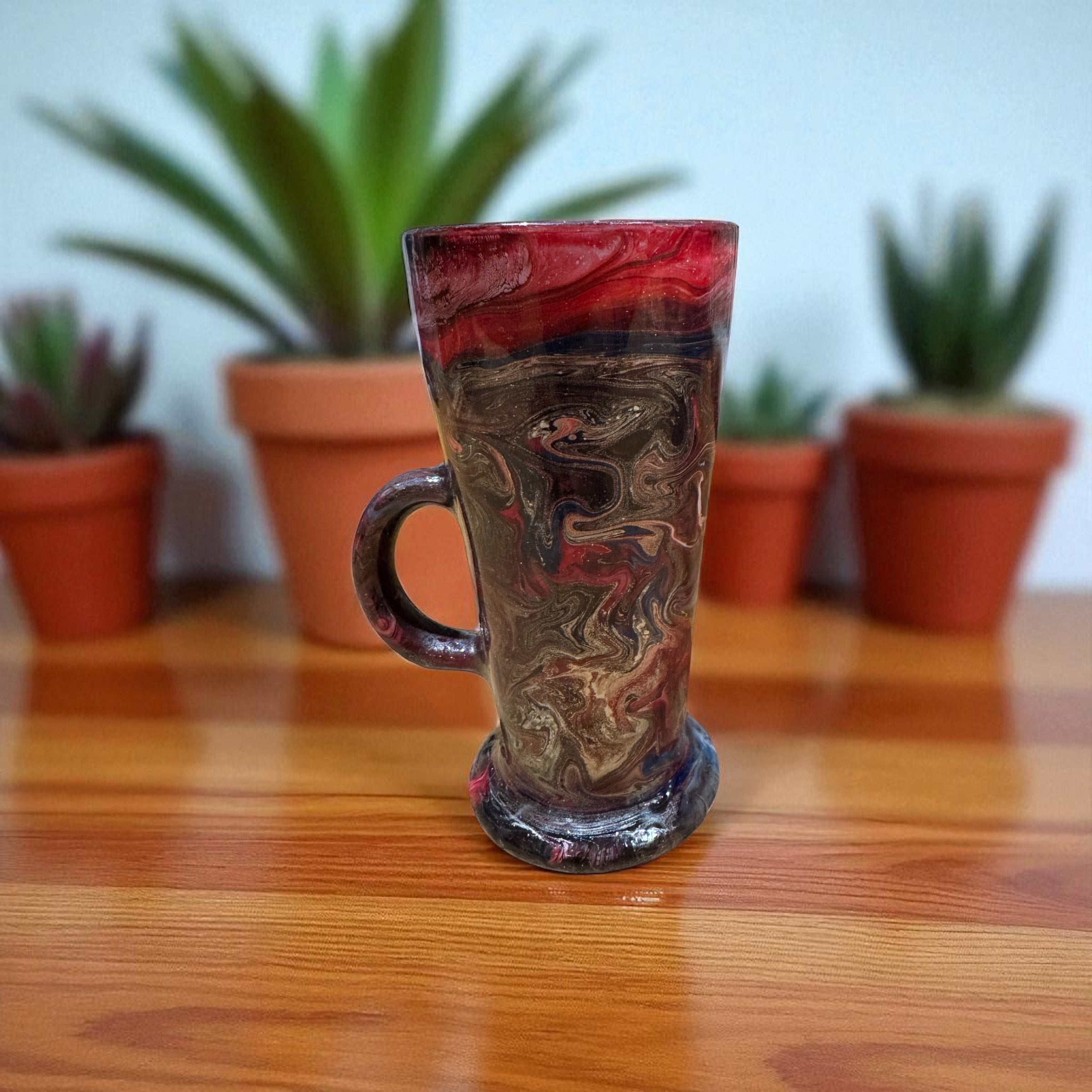 Red and Brown Glass Latte Mug was £13 now £10